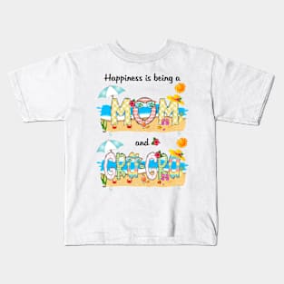 Happiness Is Being A Mom And Gra-Gra Summer Beach Happy Mother's Kids T-Shirt